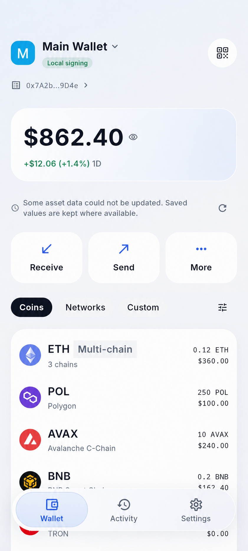 KT Wallet multichain portfolio screen